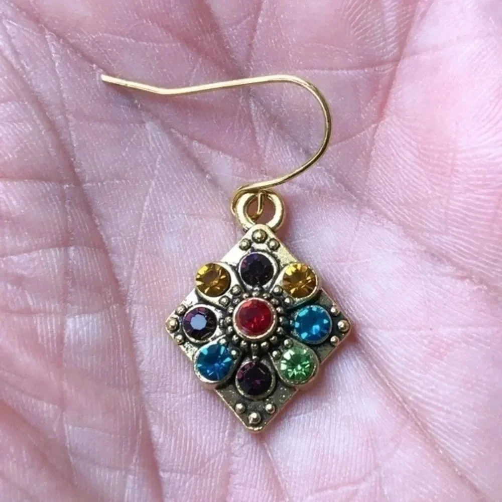 3 for $25/ Gorgeous Multicolor Colorful Rainbow Boho Gold Tone Drop Earrings NWT
